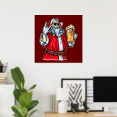 Bad Santa Claus, Rock, Beer en Cigar Poster (Thuiskantoor)