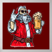 Bad Santa Claus, Rock, Beer en Cigar Poster (Voorkant)