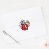 Bad Santa Claus, Rock, Beer en Cigar Ronde Sticker (Envelop)