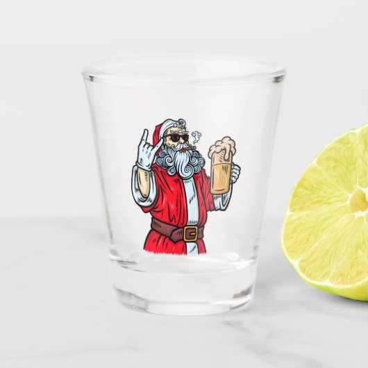Bad Santa Claus, Rock, Beer en Cigar Shot Glas (Voorkant)