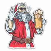 Bad Santa Claus, Rock, Beer en Cigar Sticker (Voorkant)