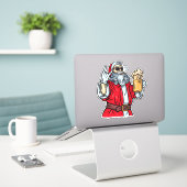 Bad Santa Claus, Rock, Beer en Cigar Sticker (Laptop op bureau)
