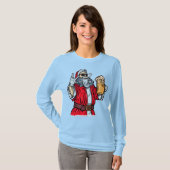 Bad Santa Claus, Rock, Beer en Cigar T-shirt (Voorkant volledig)