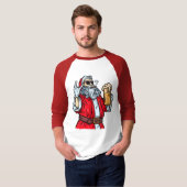 Bad Santa Claus, Rock, Beer en Cigar T-shirt (Voorkant volledig)