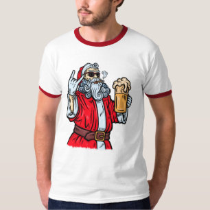 Bad Santa Claus, Rock, Beer en Cigar T-shirt
