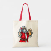 Bad Santa Claus, Rock, Beer en Cigar Tote Bag (Achterkant)
