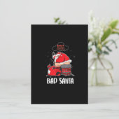 Bad Santa Funny Santa Xmas Kerstkerstpyjama Famil Kaart (Staand voorkant)