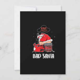 Bad Santa Funny Santa Xmas Kerstkerstpyjama Famil Kaart
