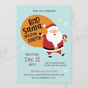 Bad Santa Holiday Party Uitnodiging