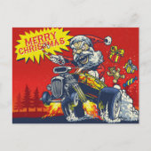Bad Santa Rides Een Wilde Auto Kerstmis Groeten Feestdagenkaart (Voorkant)