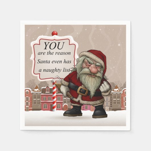 Bad Santa, Witte Standaard Cocktail Papieren serve Servetten (Voorkant)