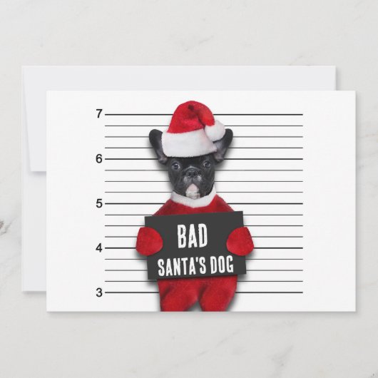 Bad Santa's Dog Mugshot Funny Kerstmis Feestdagenkaart (Voorkant)