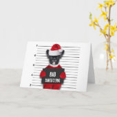 Bad Santa's Dog Mugshot Funny Kerstmis Kaart (Gele Bloem)