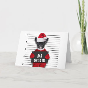 Bad Santa's Dog Mugshot Funny Kerstmis Kaart