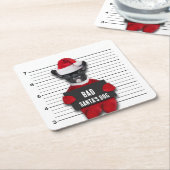 Bad Santa's Dog Mugshot Funny Kerstmis Kartonnen Onderzetters (Schuin)