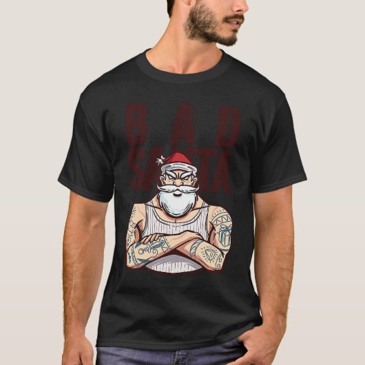 Bad tattoo santa christmas t-shirt (Voorkant)