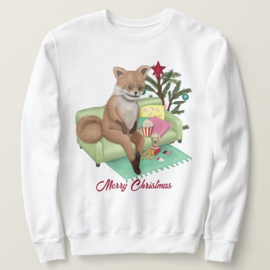 Bad Taxidermy Fox Kerstmis T-Shirt (Design voorkant)