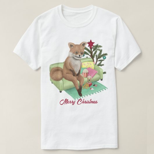 Bad Taxidermy Fox Kerstmis T-Shirt (Design voorkant)