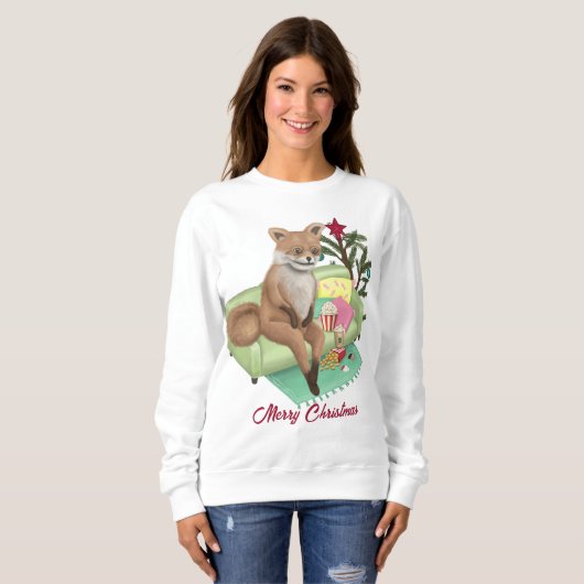 Bad Taxidermy Fox Kerstmis T-Shirt Sweatshirt (Voorkant volledig)