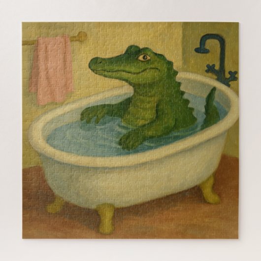 Bad Tijd Alligator Legpuzzel (Verticaal)