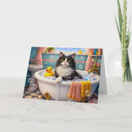Bad Tijd , Katten Wenskaart Kaart
