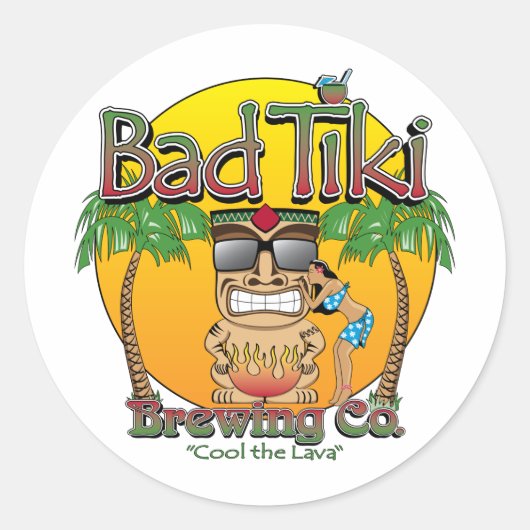 Bad Tiki Brewing Company Ronde Sticker (Voorkant)