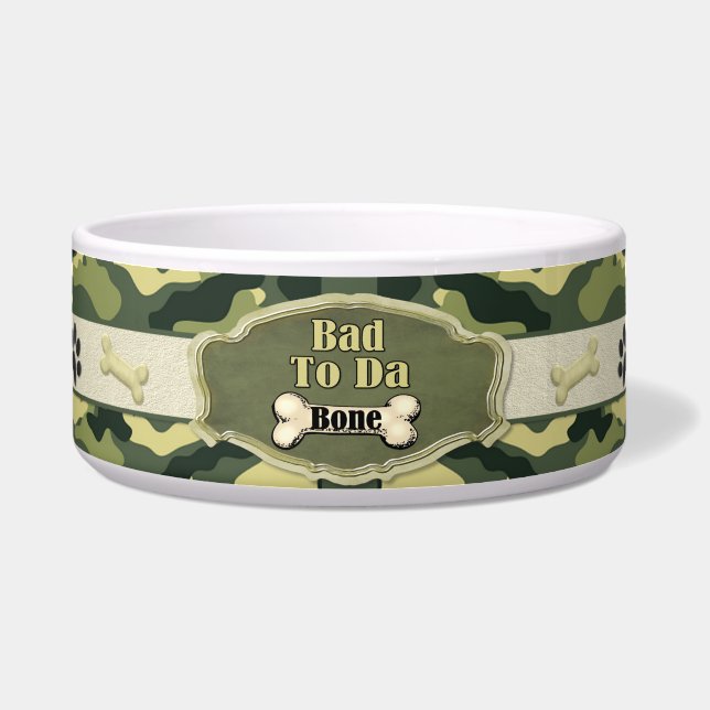 Bad To Da Bone Camo Hondengerecht - Aanpassen Voerbakje (Voorkant)