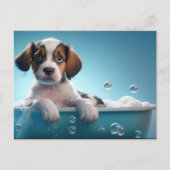 Bad Tub & Bubbels Puppy Briefkaart (Voorkant)