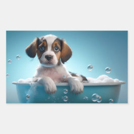 Bad Tub & Bubbels Puppy Rechthoekige Sticker