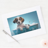 Bad Tub & Bubbels Puppy Rechthoekige Sticker (Envelop)