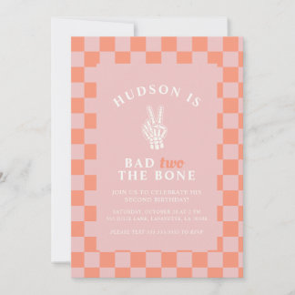 Bad TWO De Bone Pink Uitnodigingen voor de tweede 
