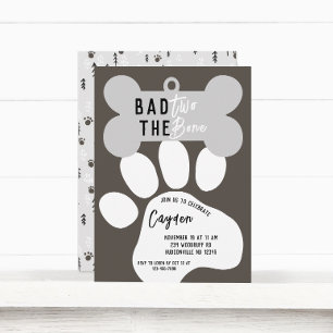 Bad Two De Bone Puppy Tweede Verjaardag Kaart