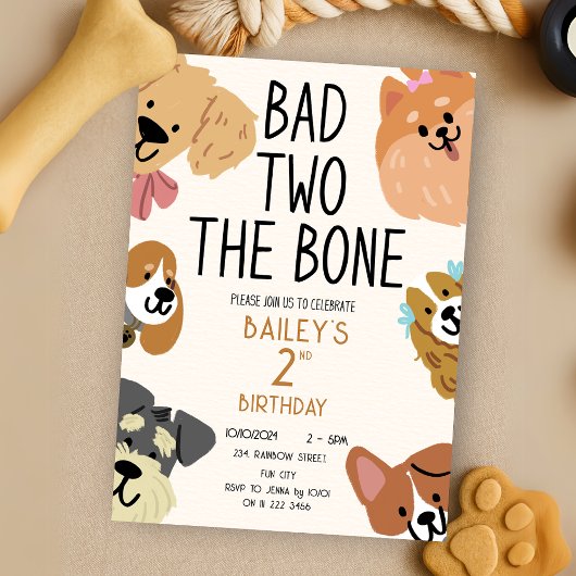 Bad Two de Bone Puppy Verjaardag Kaart