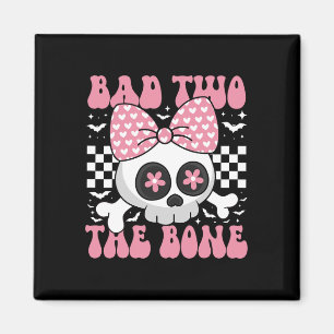 Bad Two - De schedel met roze strik voor Halloween Magneet