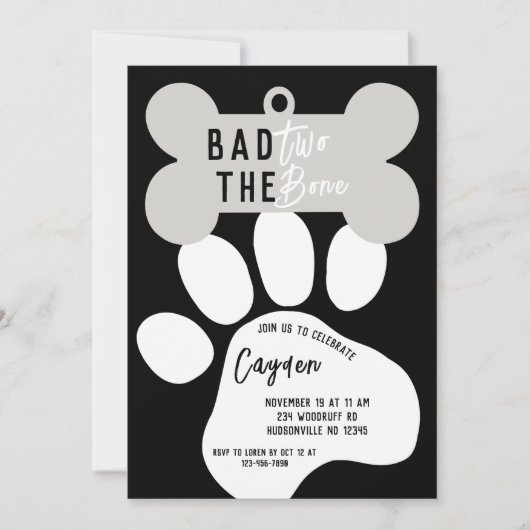 Bad Two - De zwarte hond van het bot tweede verjaa Kaart (Voorkant)