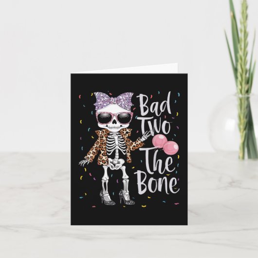 Bad Two Het Bone 2e Verjaardagsmeisje Halloween Le Kaart (Voorkant)