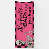 Bad Two Het Bone Halloween 2e Verjaardag Roze Part Spandoek (Verticaal)