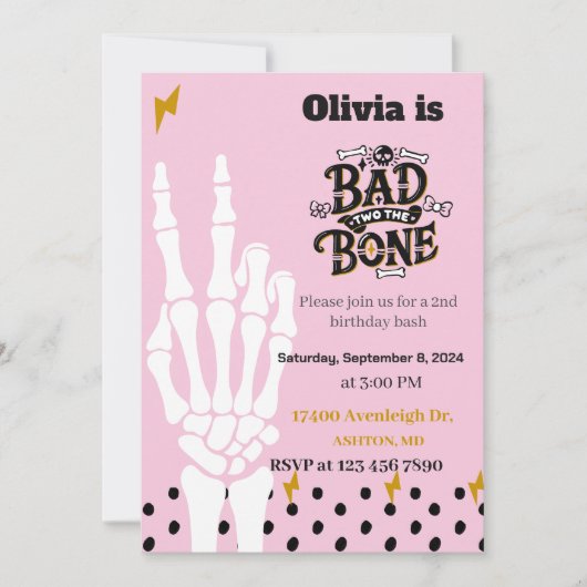 Bad two is de tweede verjaardagsuitnodiging kaart (Voorkant)