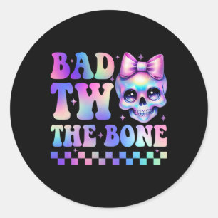 Bad Two The Bone 2e Verjaardag Kind Girl Tie Dye B Ronde Sticker