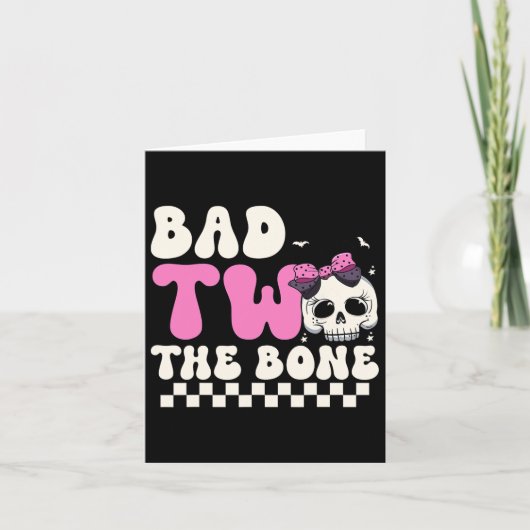 Bad Two The Bone 2e Verjaardag Meisjes Spooky Birt Kaart (Voorkant)