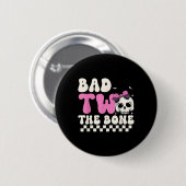 Bad Two The Bone 2e Verjaardag Meisjes Spooky Birt Ronde Button 5,7 Cm (Voorkant /achterkant)