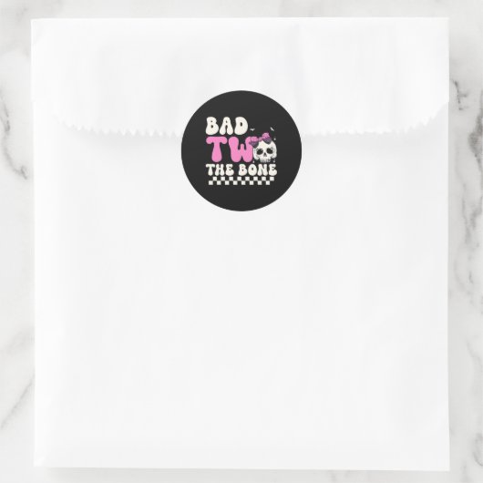 Bad Two The Bone 2e Verjaardag Meisjes Spooky Birt Ronde Sticker (Tas)