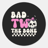 Bad Two The Bone 2e Verjaardag Meisjes Spooky Birt Ronde Sticker (Voorkant)