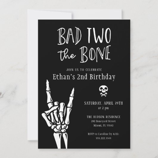 Bad Two The Bone 2e Verjaardagsfeestuitnodiging Kaart (Voorkant)