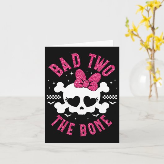 Bad Two The Bone 2nd Birthday 2 jaar oude Kinder m Kaart (Gele Bloem)