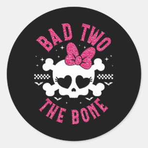 Bad Two The Bone 2nd Birthday 2 jaar oude Kinder m Ronde Sticker
