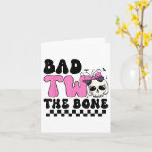 Bad Two The Bone 2nd Birthday Kind Girl Spooky Bir Kaart (Gele Bloem)