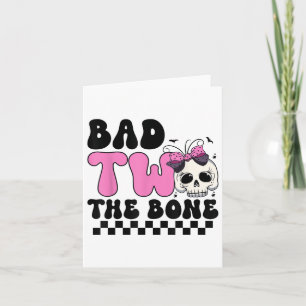 Bad Two The Bone 2nd Birthday Kind Girl Spooky Bir Kaart