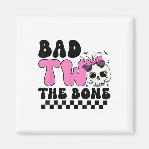 Bad Two The Bone 2nd Birthday Kind Girl Spooky Bir Magneet