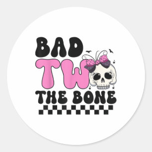 Bad Two The Bone 2nd Birthday Kind Girl Spooky Bir Ronde Sticker